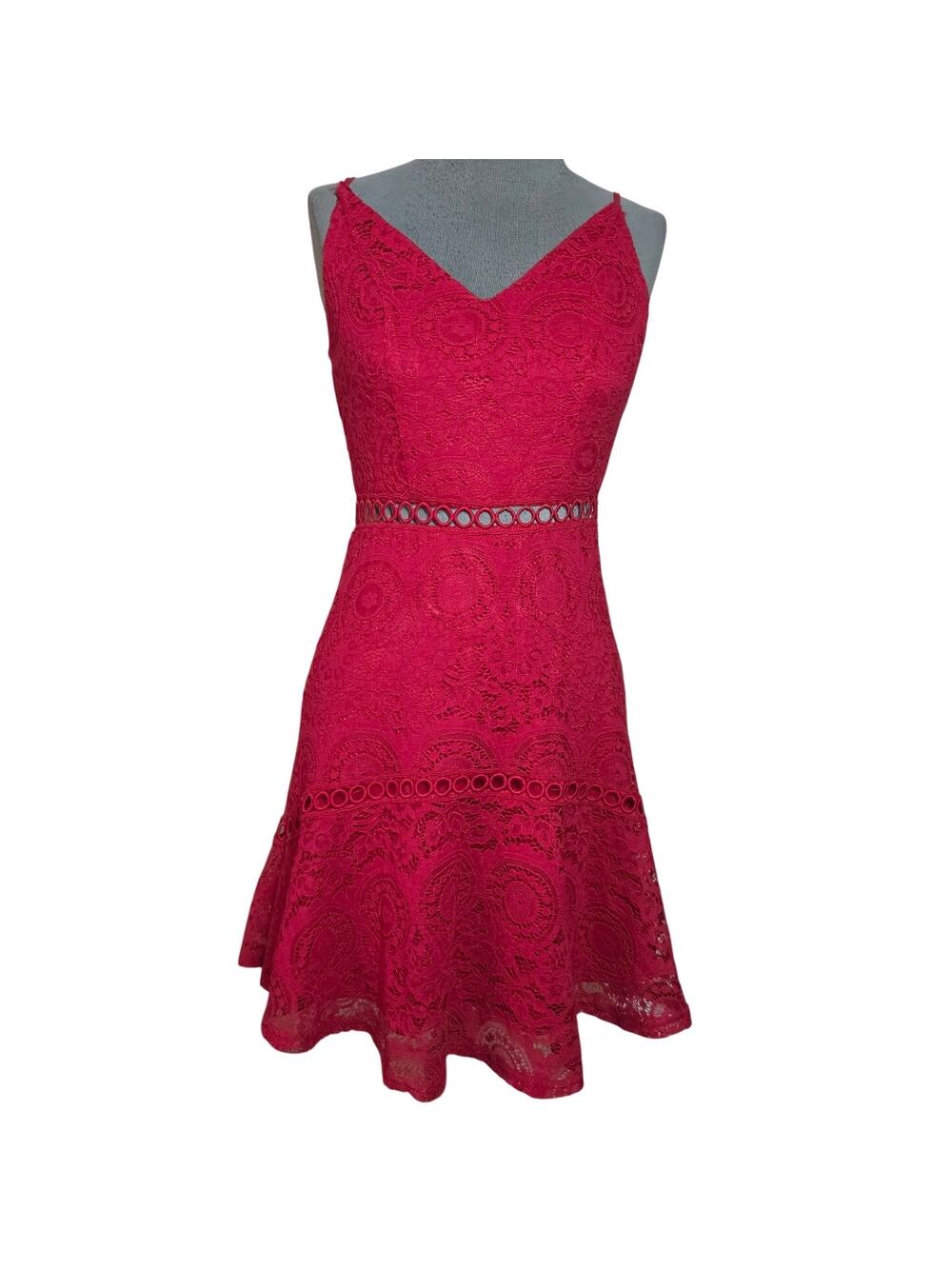 Red Lace Sleeveless Mini Dress Size Small